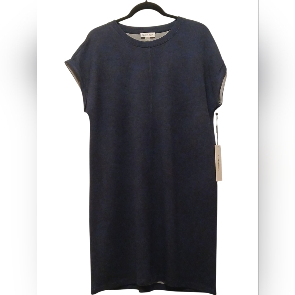 Calvin Klein - NWT, Blue Sweater Dress, Short Sleeve W/Cuffs, Size S, - Picture 2 of 12